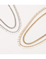 Fashion Gold Metal Geometric Drop Piece Tassel Double Necklace