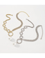 Fashion White K Geometric Diamond Claw Chain And Ring Pearl Necklace