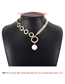 Fashion Gold Geometric Diamond Claw Chain And Ring Pearl Necklace