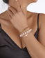 Fashion White K Alloy Pearl Beaded Snake Bone Chain Bracelet Set