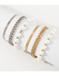 Fashion Gold Alloy Pearl Beaded Snake Bone Chain Bracelet Set