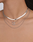 Fashion White K Alloy Diamond Circle Snake Bone Chain Multilayer Necklace