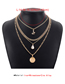 Fashion Gold Alloy Alphabet Round Brand Water Drop Diamond Snake Multilayer Necklace