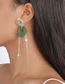 Fashion Green Alloy Diamond Claw Chain Geometric Beaded Tassel Flower Drop Earrings