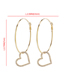 Fashion Gold Alloy Diamond Cutout Heart Earrings