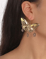 Fashion Gold + Mixed Colors Metal Geometric Cutout Butterfly Earrings