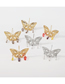 Fashion Gold + Transparent Black Beads Metal Geometric Cutout Butterfly Earrings