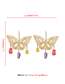 Fashion Gold + Mixed Colors Metal Geometric Cutout Butterfly Earrings