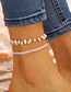 Fashion White Resin Geometric Beaded Double Anklet