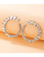 Fashion Silver Alloy Diamond Geometric Round Stud Earrings