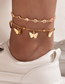 Fashion 2# Alloy Diamond Geometric Butterfly Double Layer Anklet