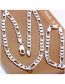 Fashion 18 Inches Silver Solid Copper Geometric Chain Bracelet Necklace Set