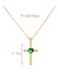 Fashion Green Bronze Zirconium Cross Heart Necklace