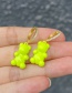 Fashion Fluorescent Yellow Copper inlaid zirconium oil drop bear earrings