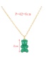 Fashion Green Bronze Zirconium Drop Oil Bear Pendant Necklace