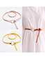 Fashion Yellow Faux Leather Round Buckle Thin Belt