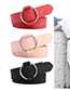Fashion Pink Faux Leather Round Buckle Pinless Wide Belt