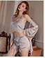 Fashion Taro Purple (top + Shorts) Polyester Lace Panel Sling Pleated Drawstring Shorts Pajama Set