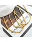 Fashion P1165-golden Necklace-40+5cm Titanium Geometric Square Beaded Necklace