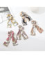 Fashion Pink Fabric Print Long Tail Bow Pleated Hair Tie