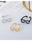 Fashion Matte Black Solid Copper Cutout Glasses Open Ring
