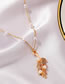 Fashion Gold Alloy Diamond And Pearl Leaf Necklace