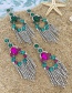 Fashion Color Alloy Diamond Waterdrop Tassel Stud Earrings