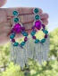 Fashion Ab Color Alloy Diamond Waterdrop Tassel Stud Earrings