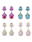 Fashion Light Pink Alloy Diamond Drop Earrings