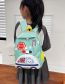 Fashion Section Two Blue Canvas Cartoon Large Capacity Backpack