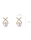 Fashion Gold Brass Zirconium Cross Pearl Stud Earrings