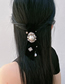 Fashion Black Alloy Set Pearl Velvet Bow Hairpin Brooch