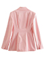 Fashion Pink Satin Lapel Pocket Blazer