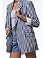 Fashion Blue Striped Blazer With Lapel Pockets