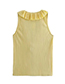 Fashion Yellow Ice Silk Crinkle Ruffle Sleeveless Top