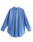 Fashion Dark Blue Cotton Buttoned Lapel Shirt