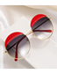 Fashion C3 Red/gradient Gray Plastic Round Large Frame Sunglasses