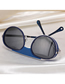 Fashion C5 Sapphire Blue/full Grey Pc Colorblock Toad Large Frame Sunglasses