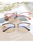 Fashion C5 Powder/anti-blue Light Alloy Cat Eye Large Frame Sunglasses
