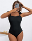 Fashion Purple Polyester Ruched Tie One Piece Swimsuit