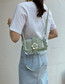 Fashion Green Pvc Flower Buckle Flap Crossbody Bag