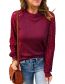 Fashion Brown Crew Neck Waffle-grace Panel Long Sleeve Top