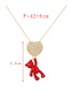 Fashion Red Bronze Zirconium Heart Bear Pendant Necklace