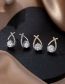 Fashion Gold Alloy Hollow Cross Diamond Stud Earrings