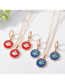 Fashion Red Suit Alloy Diamond Eye Drop Oil Round Earring Necklace Set
