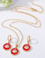 Fashion Red Suit Alloy Diamond Eye Drop Oil Round Earring Necklace Set