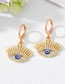 Fashion White Green Eye Gold Earrings Alloy Drip Oil Diamond Eye Earrings