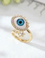 Fashion Dark Blue Eye Ring With Diamonds Alloy Diamond Geometric Eye Open Ring