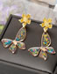 Fashion Color Butterfly Stud Earrings Alloy Floral Butterfly Flower Stud Earrings