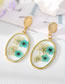 Fashion Green Leaf Earrings Alloy Geometric Dried Flower Oval Stud Earrings